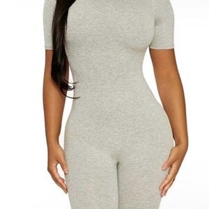 Naked Wardrobe Gray Short Sleeve Romper Size Large